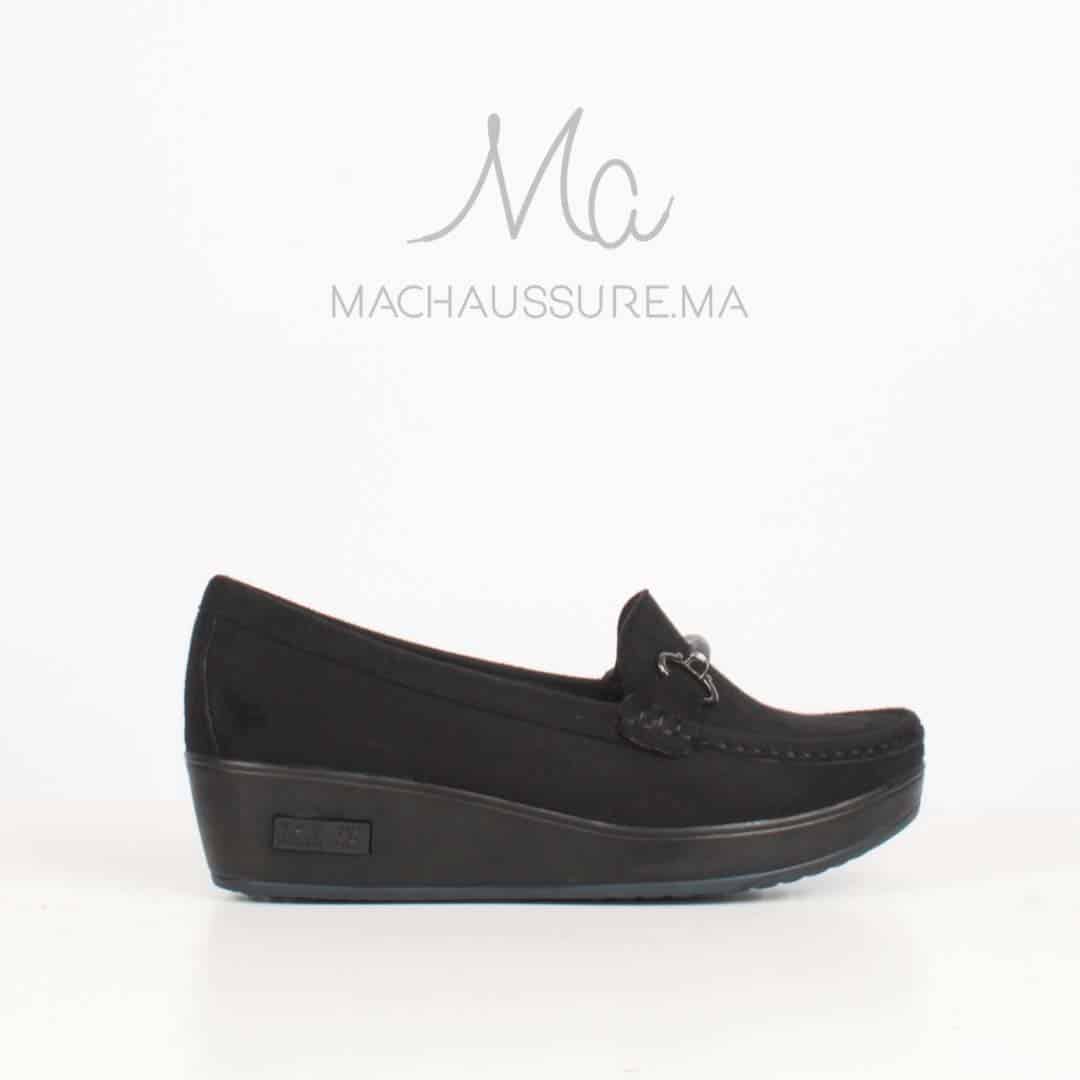 Mocassin compensé 2024 noir femme