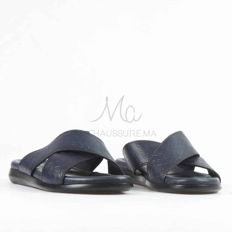 Relax – Sandales Hommes 100% Cuir en Bleu