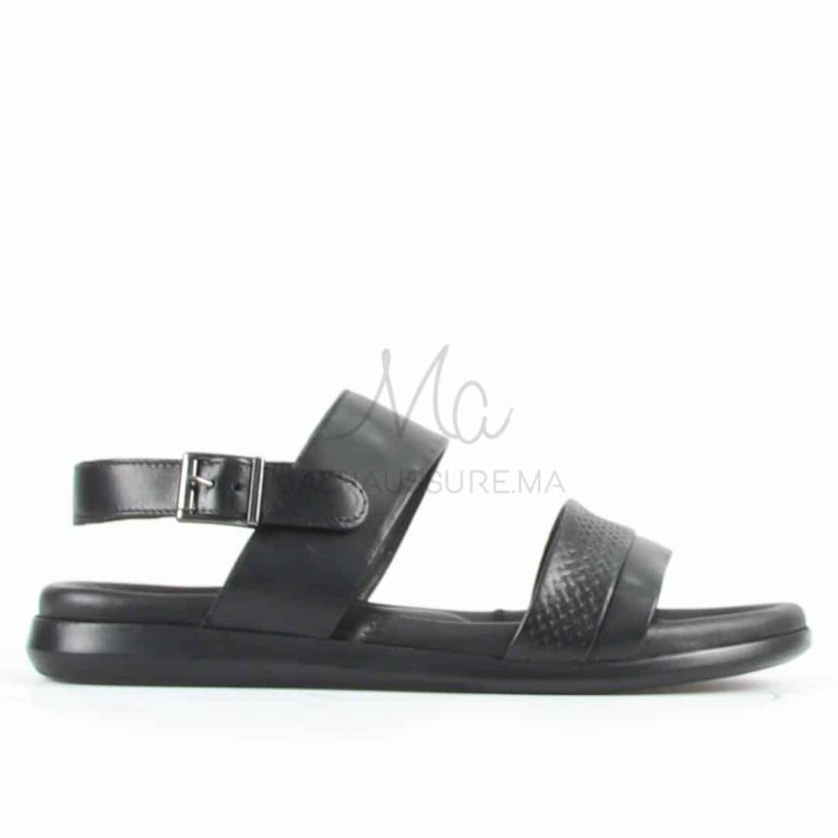 Confort – Sandales Hommes 100% Cuir en Noir
