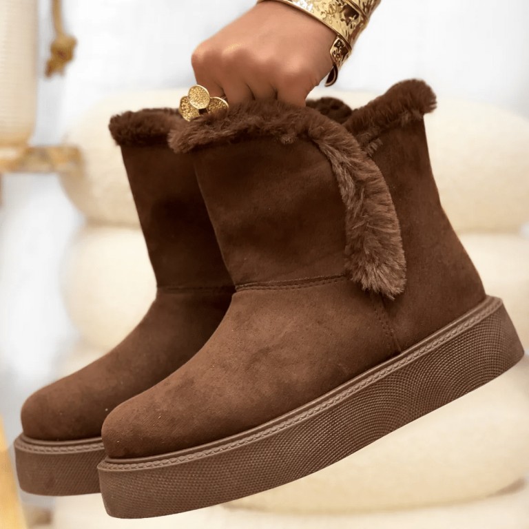 Imelil – Bottines col fourrure en Marron
