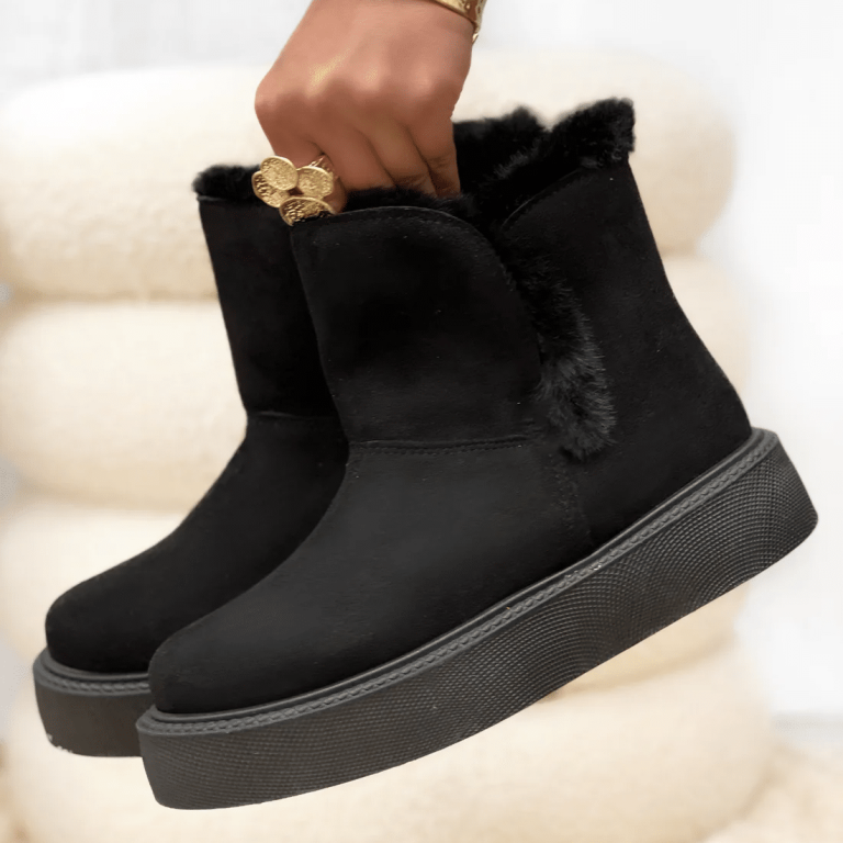 Imelil – Bottines col fourrure en Noir