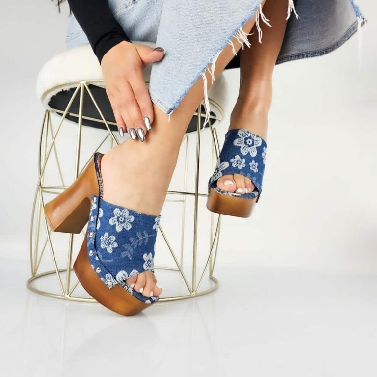 Mimosa – Sandales à talon en Jeans