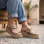Lantana – Sandales compensées en Doré – Image 2