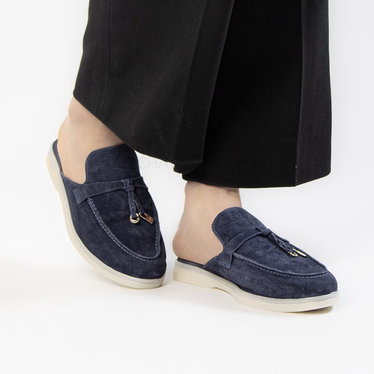 trend – mules femmes en daim bleu
