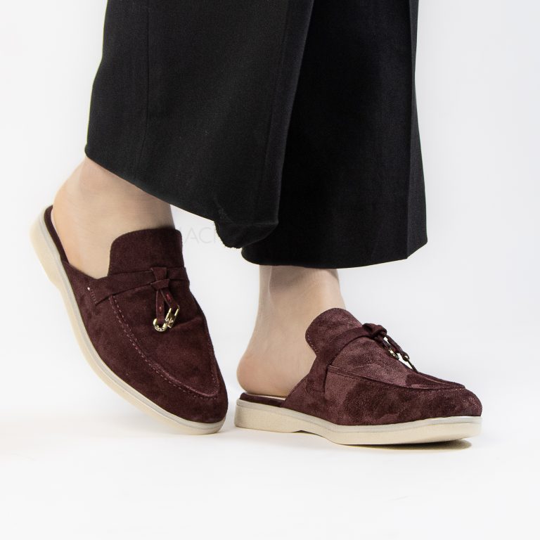 trend – mules femmes en daim grenat