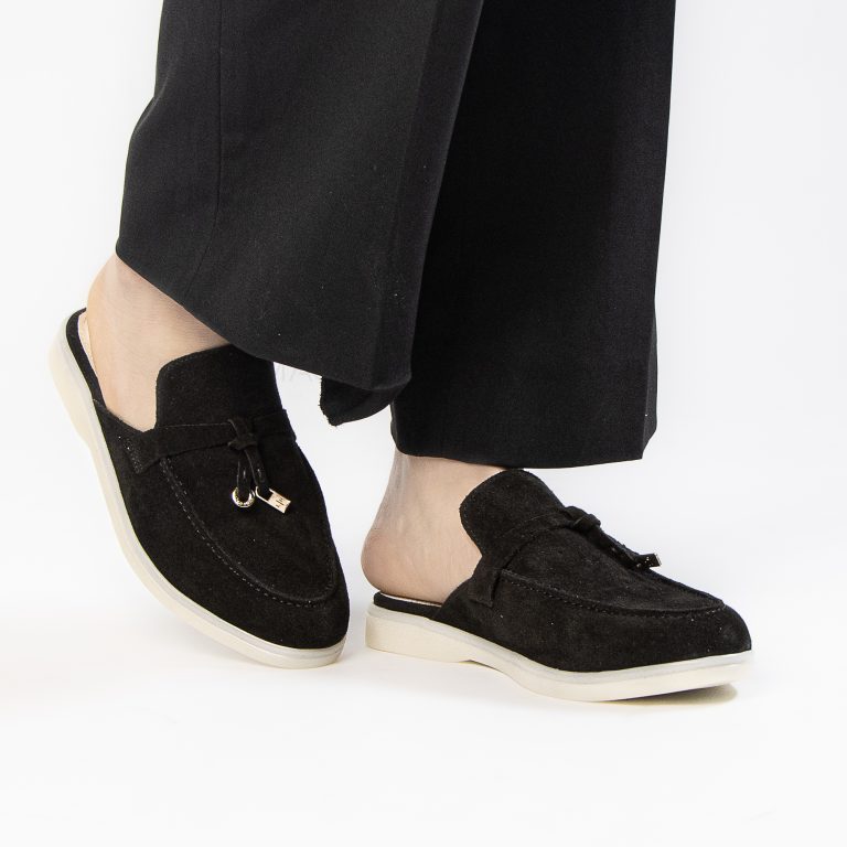 trend – mules femmes en daim noir