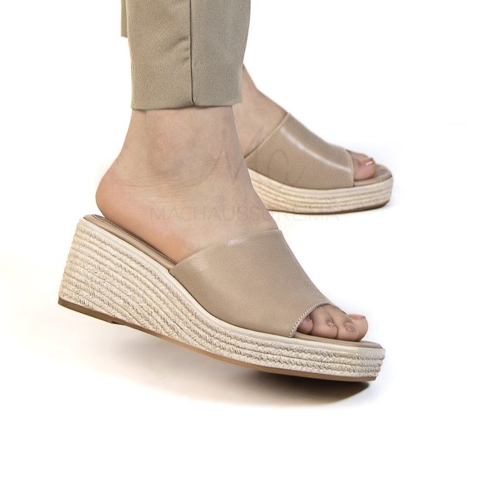 Rimal - Sandales Compensées Femmes en Beige – Image 5