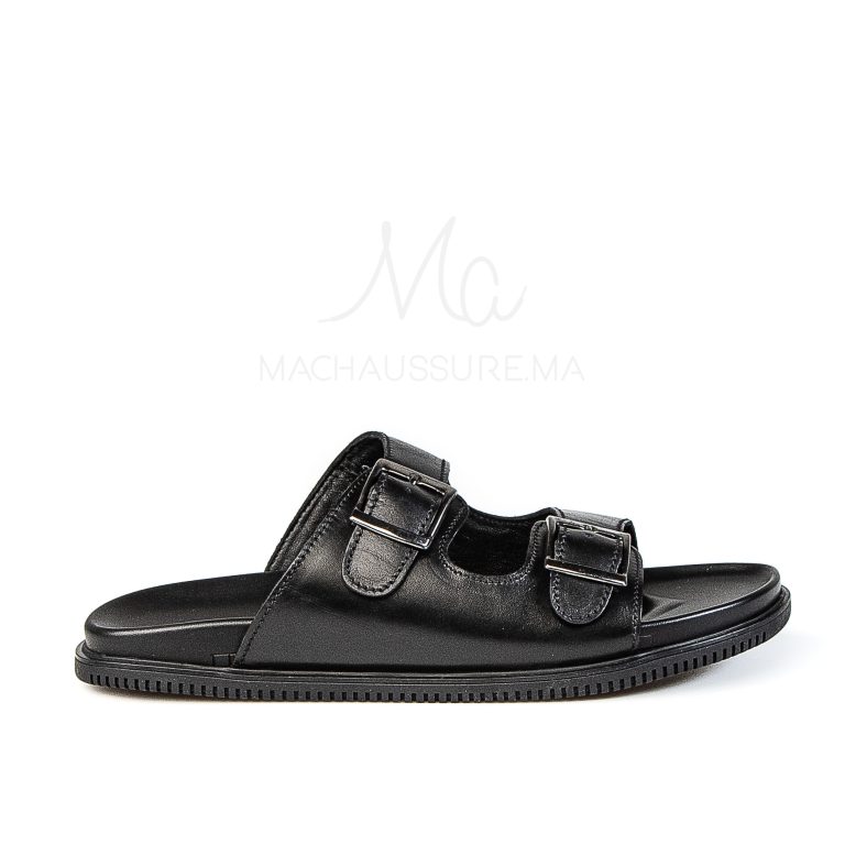 Dune Walker – Sandales Hommes en Cuir Noir