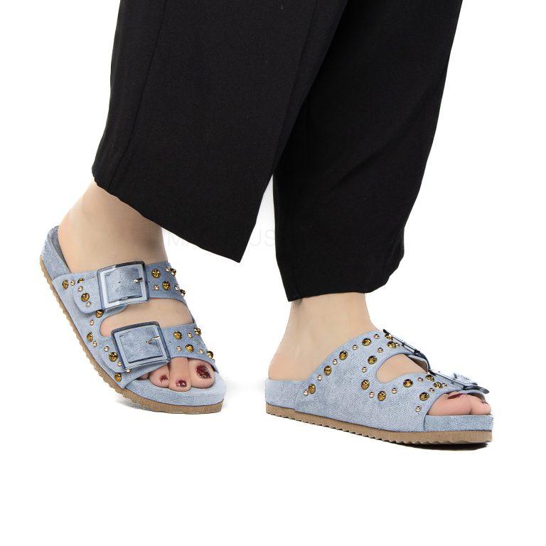 Chamsi – Sandales plates en Bleu