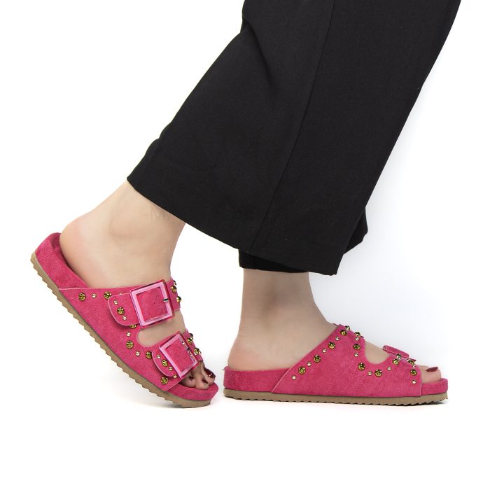 Chamsi - Sandales plates en Fuchsia – Image 3