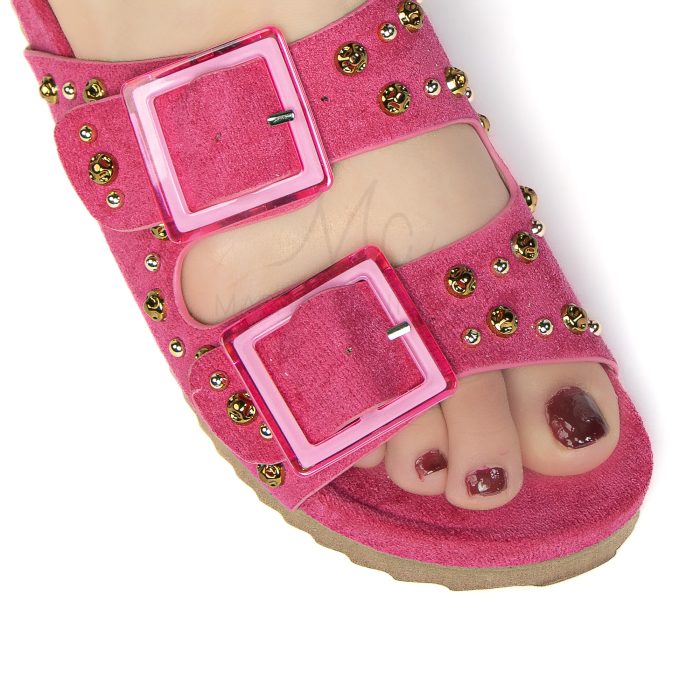 Chamsi - Sandales plates en Fuchsia – Image 2