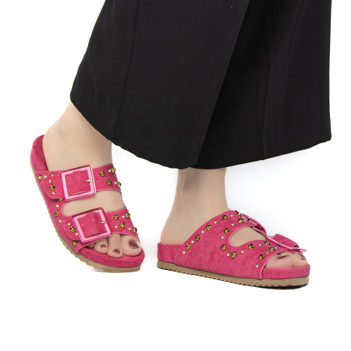 Chamsi - Sandales plates en Fuchsia – Image 1
