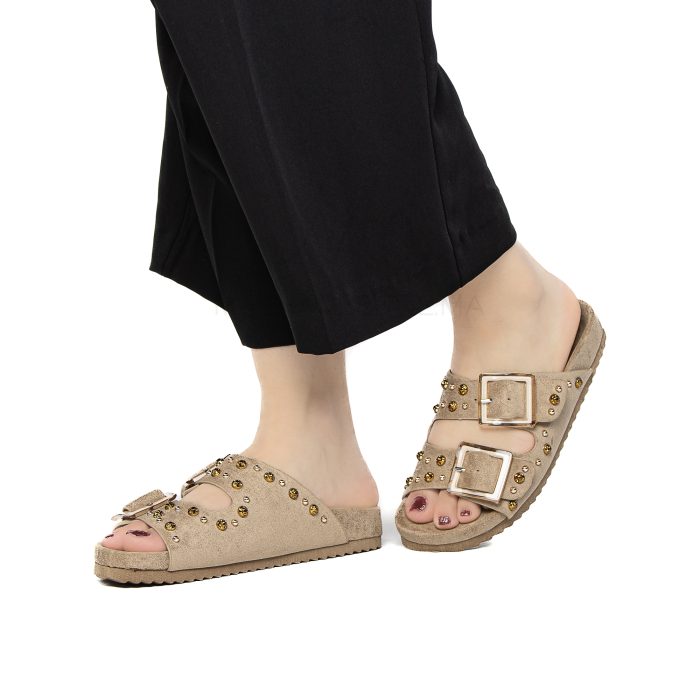 Chamsi - Sandales plates en Kaki – Image 4