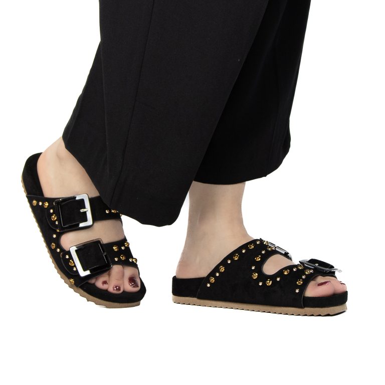 Chamsi – Sandales plates en Noir
