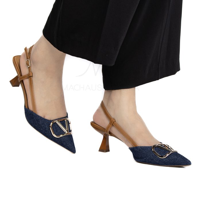 Sabra - Escarpins demi talon en Jeans – Image 1