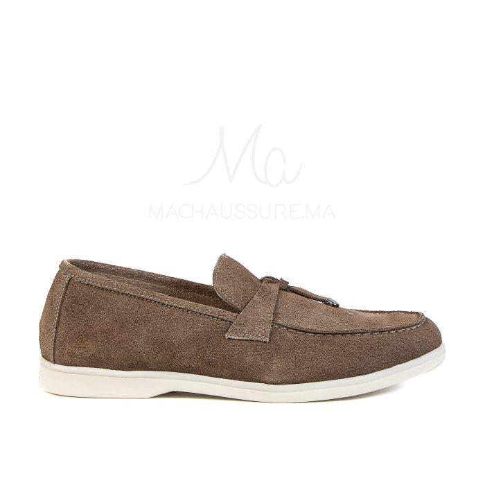 OPERA - Mocassins 100 % Daim Kaki – Image 1