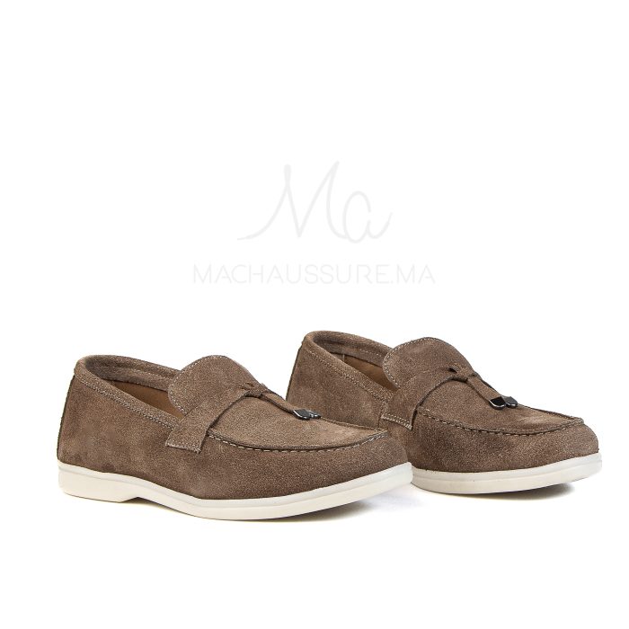 OPERA - Mocassins 100 % Daim Kaki – Image 2