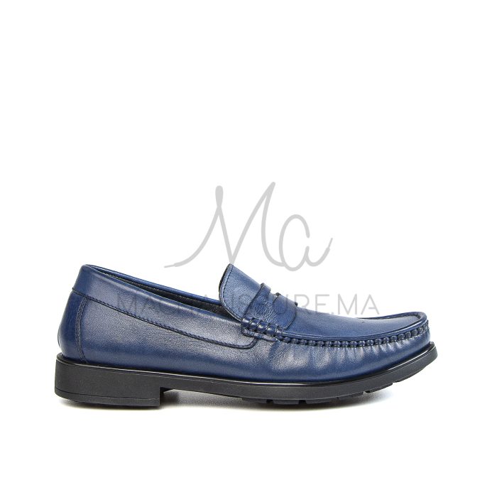 COLLEGE – Mocassins hommes 100% CUIR en Bleu – Image 1