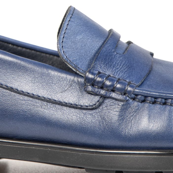 COLLEGE – Mocassins hommes 100% CUIR en Bleu – Image 2