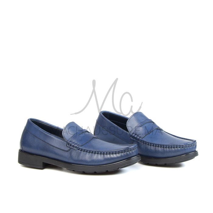 COLLEGE – Mocassins hommes 100% CUIR en Bleu – Image 3