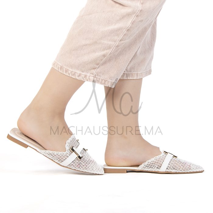 Janessa – Mules femmes en Blanc – Image 3
