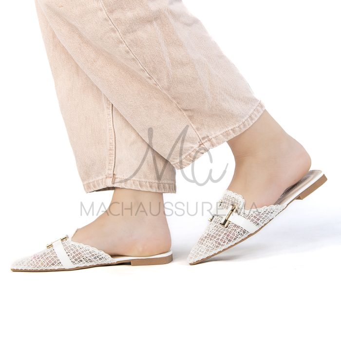 Janessa – Mules femmes en Blanc – Image 4
