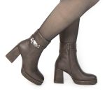 Ayla – Bottines à talon large en Marron – Image 2