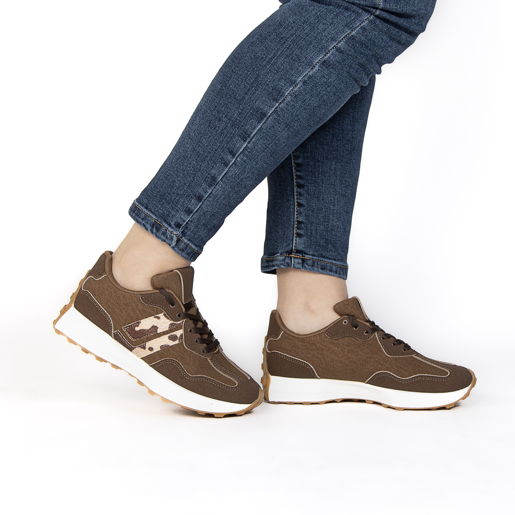 TE-723-TEMarron-37_2 OZEL – Baskets femmes en Marron – Image 2