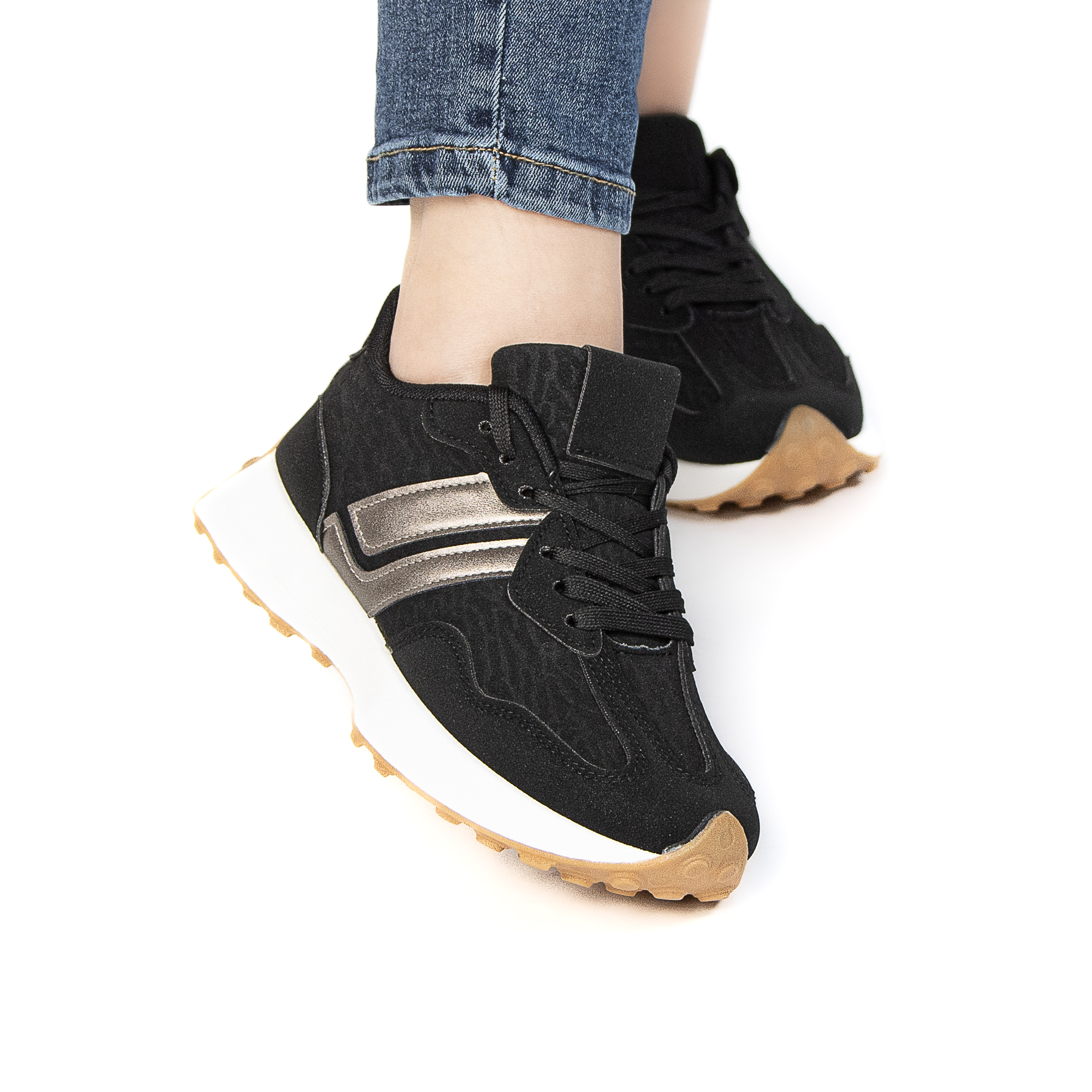 TE-723-TENoir-37_4 OZEL – Baskets femmes en Noir – Image 4