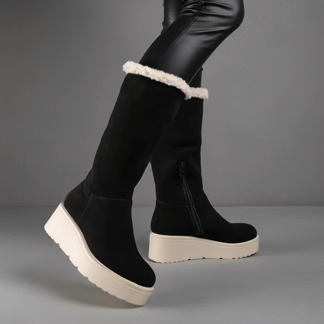 TE-8389-FDNOIR 1 SNOW – Bottines compensées fourrées en Noir – Image 2