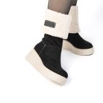 SNOW – Bottines compensées fourrées en Noir – Image 5