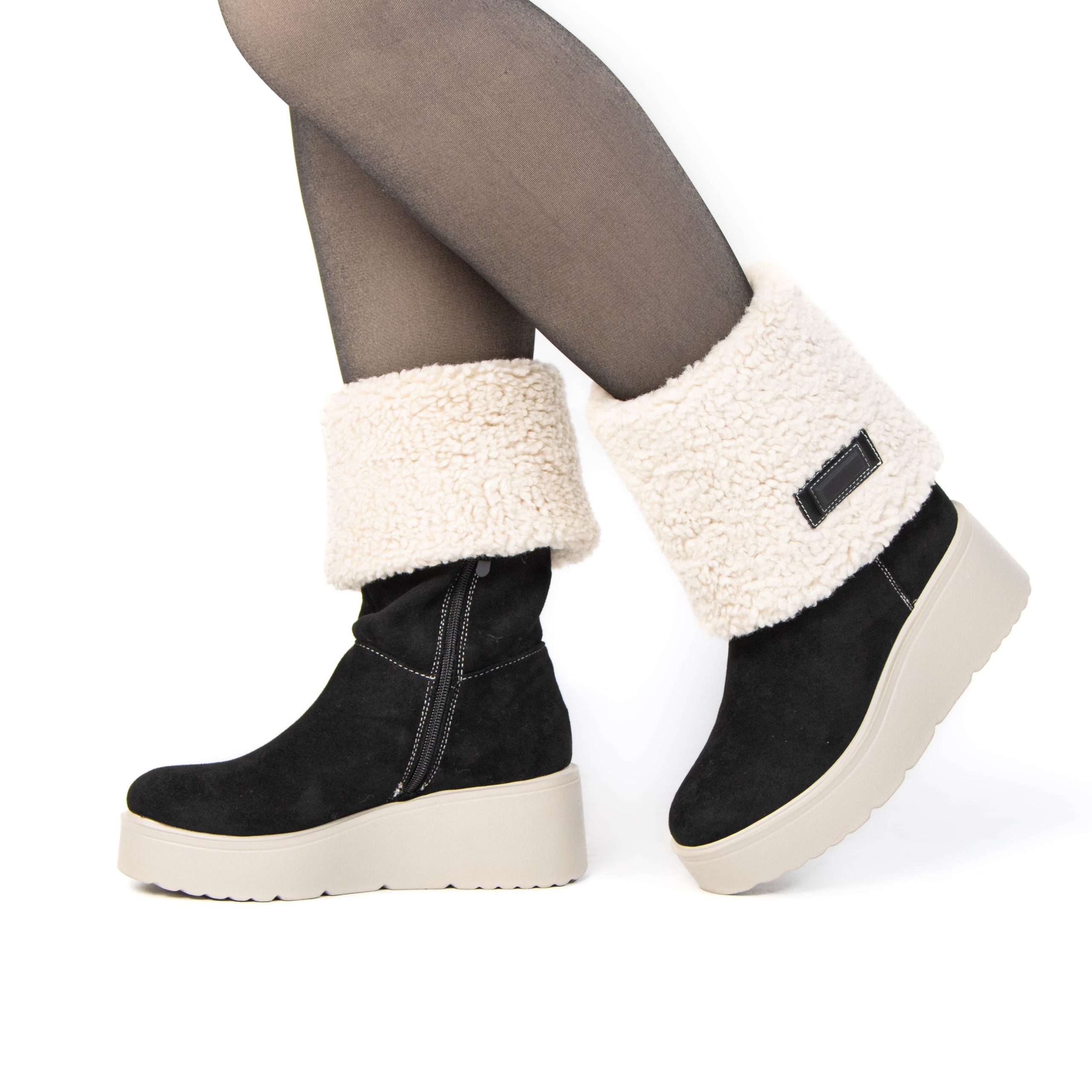 TE-8389-FDNoir-38_5 SNOW – Bottines compensées fourrées en Noir – Image 8