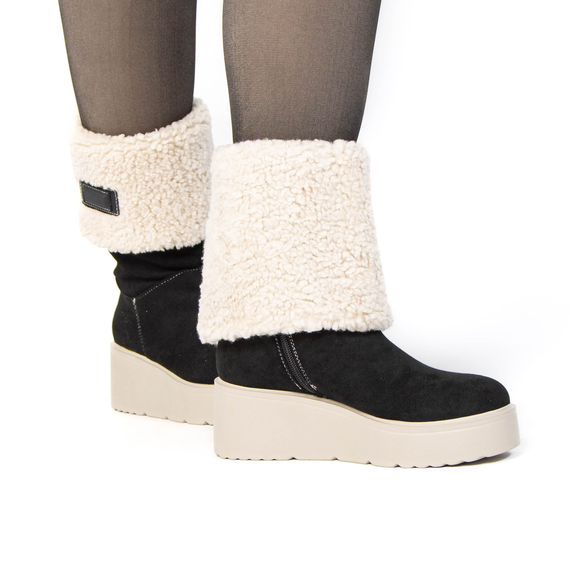 TE-8389-FDNoir-38_9 SNOW – Bottines compensées fourrées en Noir – Image 9