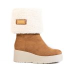 SNOW – Bottines compensées fourrées en Tabac