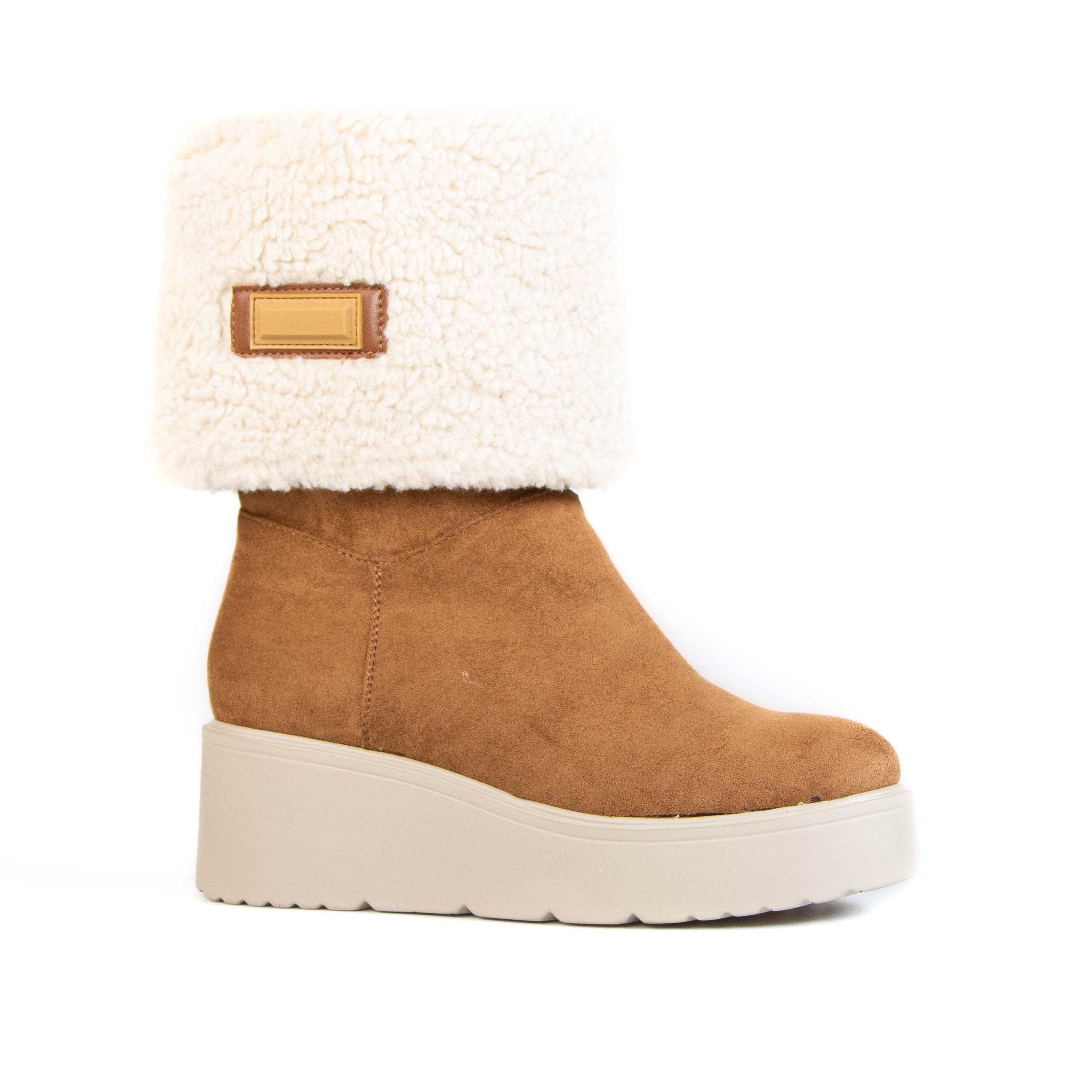 TE-8389-FDTabac-38_1 SNOW – Bottines compensées fourrées en Tabac – Image 1