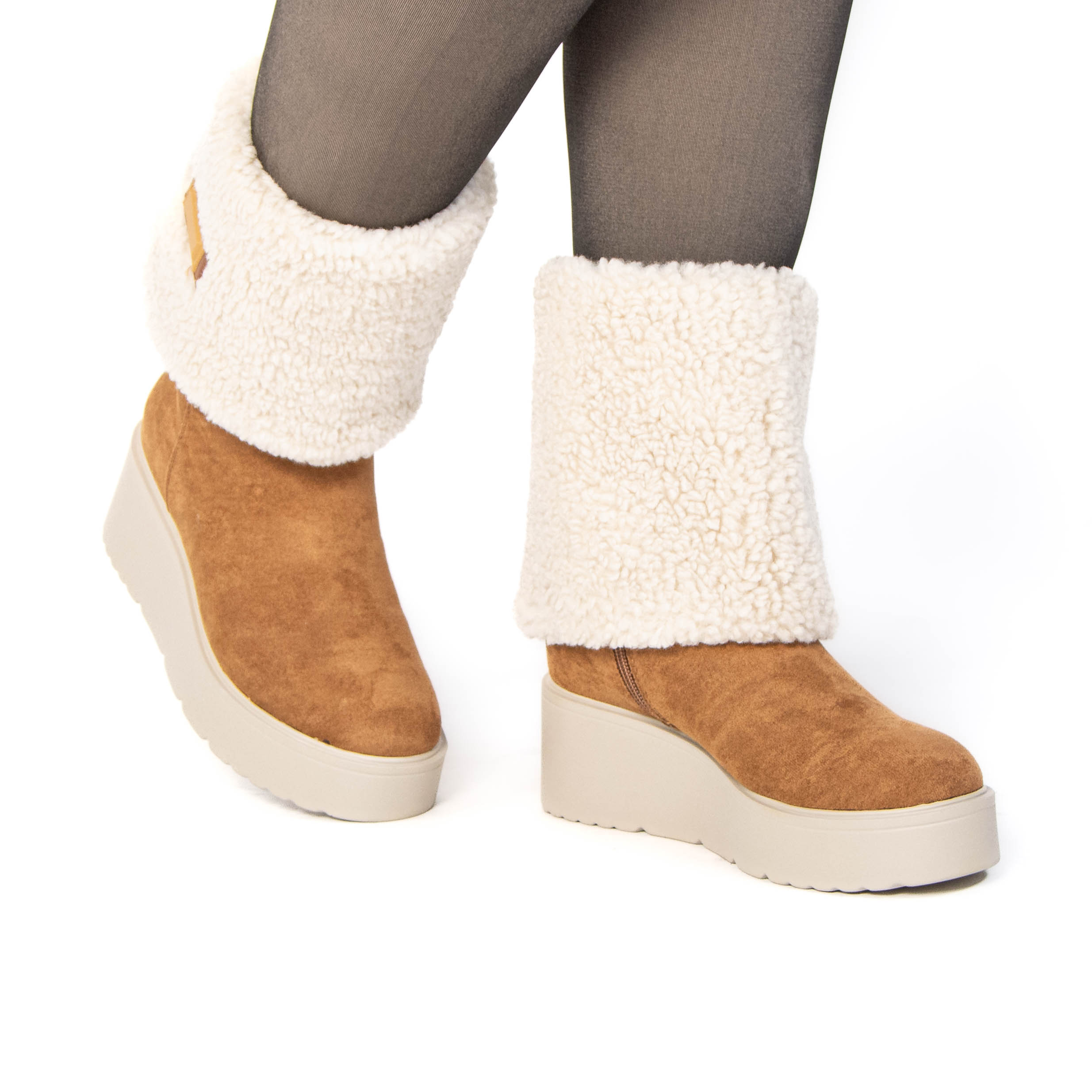 TE-8389-FDTabac-38_3 SNOW – Bottines compensées fourrées en Tabac – Image 5