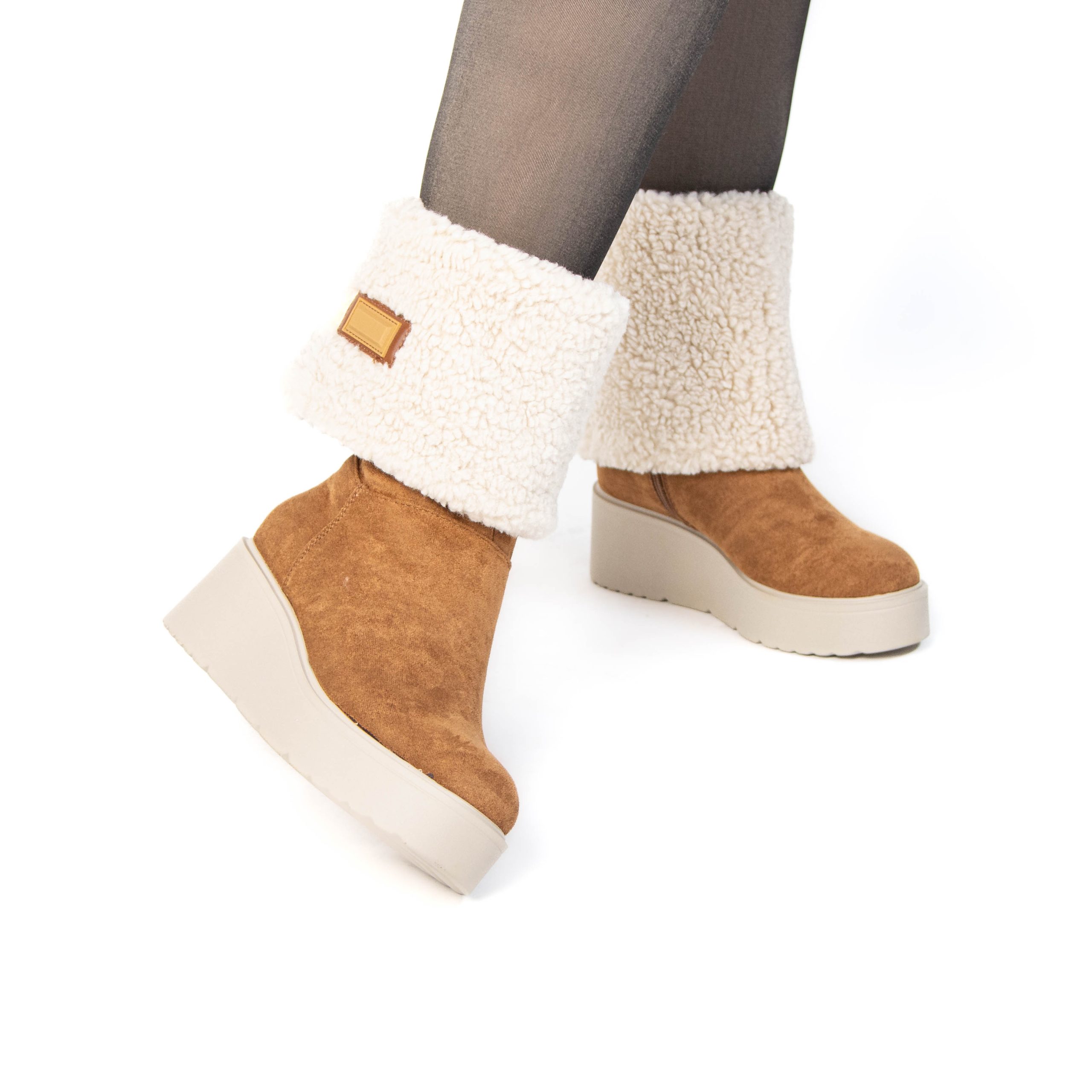 TE-8389-FDTabac-38_4 SNOW – Bottines compensées fourrées en Tabac – Image 6