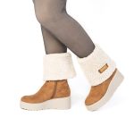 SNOW – Bottines compensées fourrées en Tabac – Image 8