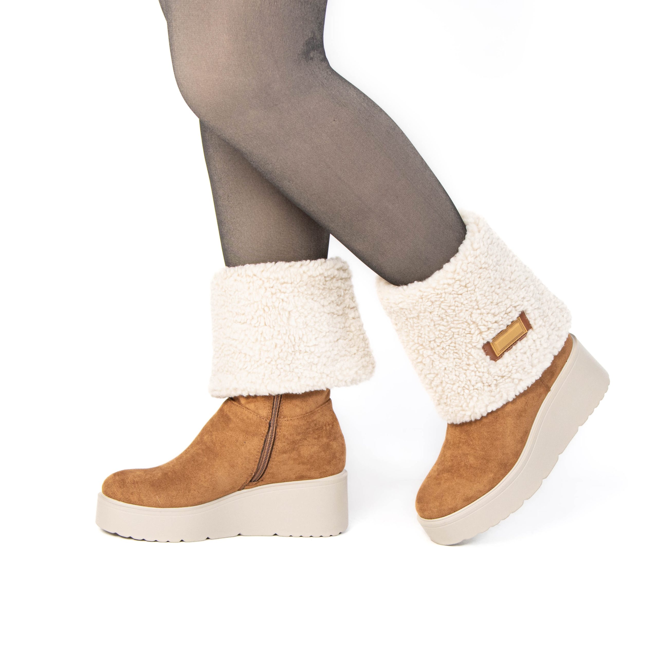 TE-8389-FDTabac-38_5 SNOW – Bottines compensées fourrées en Tabac – Image 8