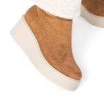 SNOW – Bottines compensées fourrées en Tabac – Image 4