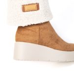 SNOW – Bottines compensées fourrées en Tabac – Image 7
