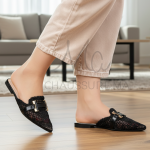 Janessa – Mules femmes en Noir