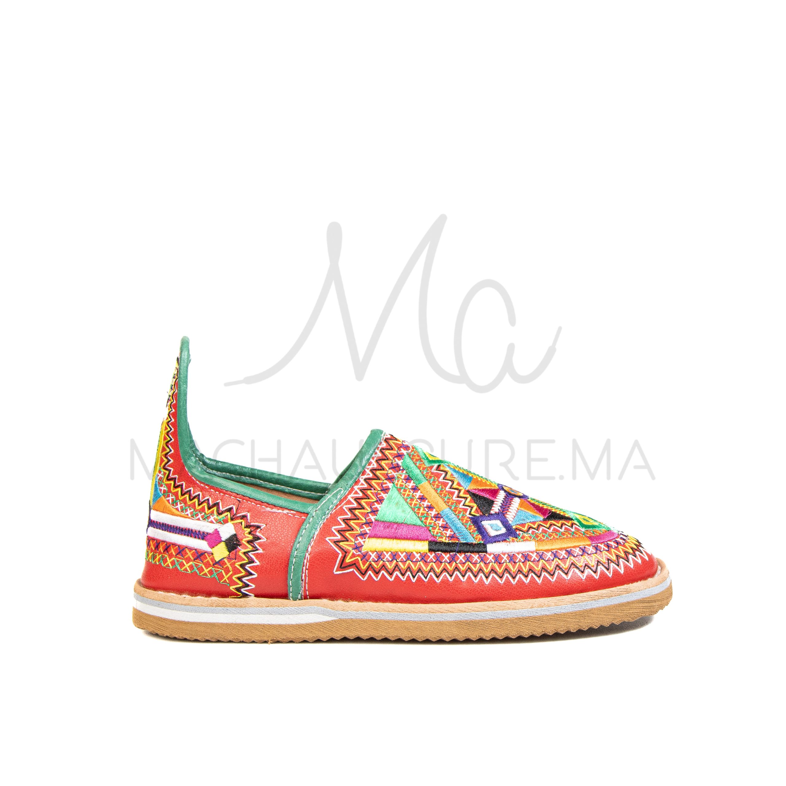 DK-50-CUIRRouge-38-1 IDOKAN – Babouches traditionnelles en Rouge – Image 1