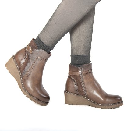 Lamya – Bottines compensées en Marron