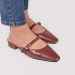 AURA – Mules demi talon en Marron – Image 5