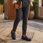 COLLEGE – Mocassins hommes 100% CUIR en Bleu Marine