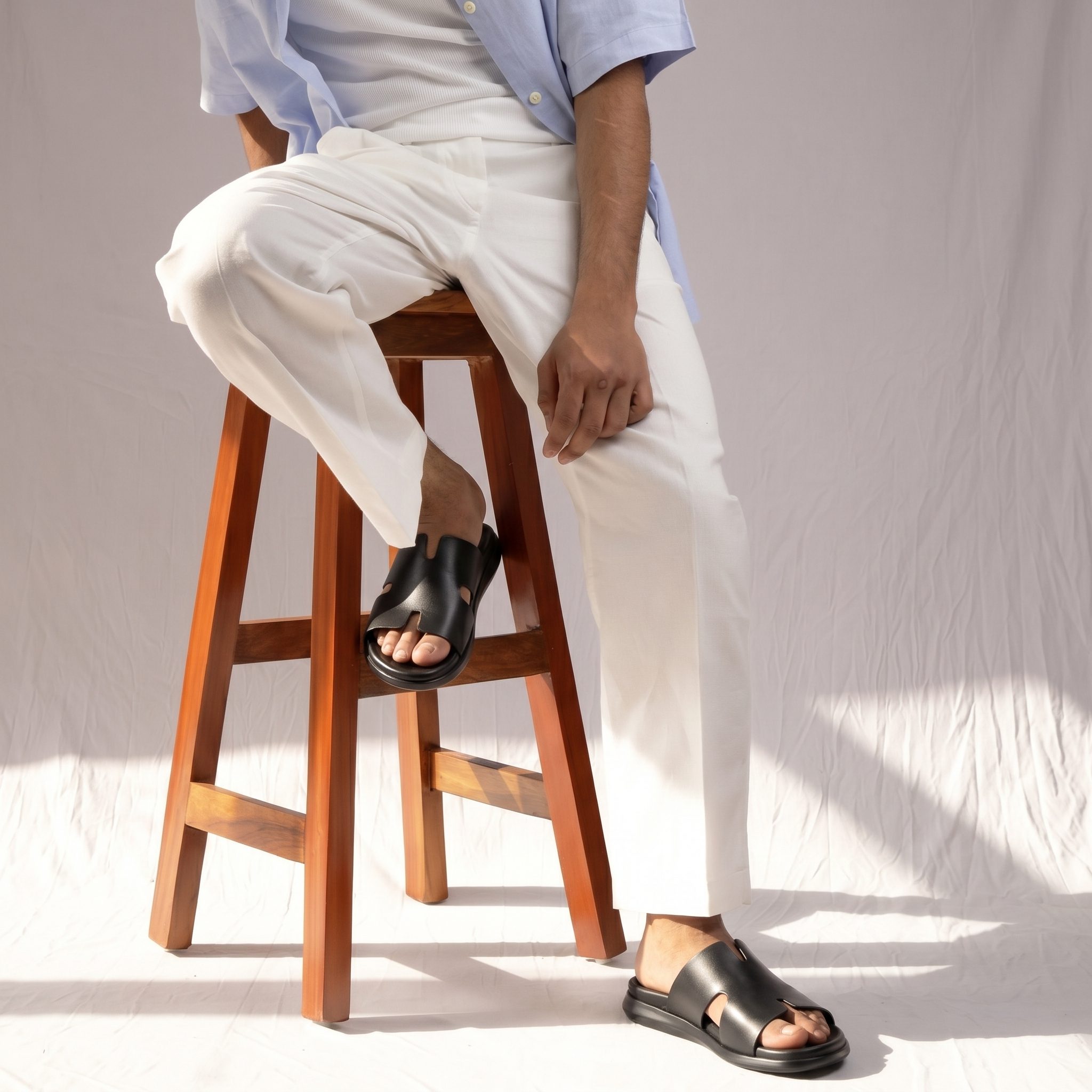 AL-1013-CUIRNoir-41_1 Zen - Sandales Hommes 100% Cuir en Noir – Image 1
