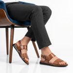 Confort - Sandales Hommes 100% Cuir en Tabac – Image 3