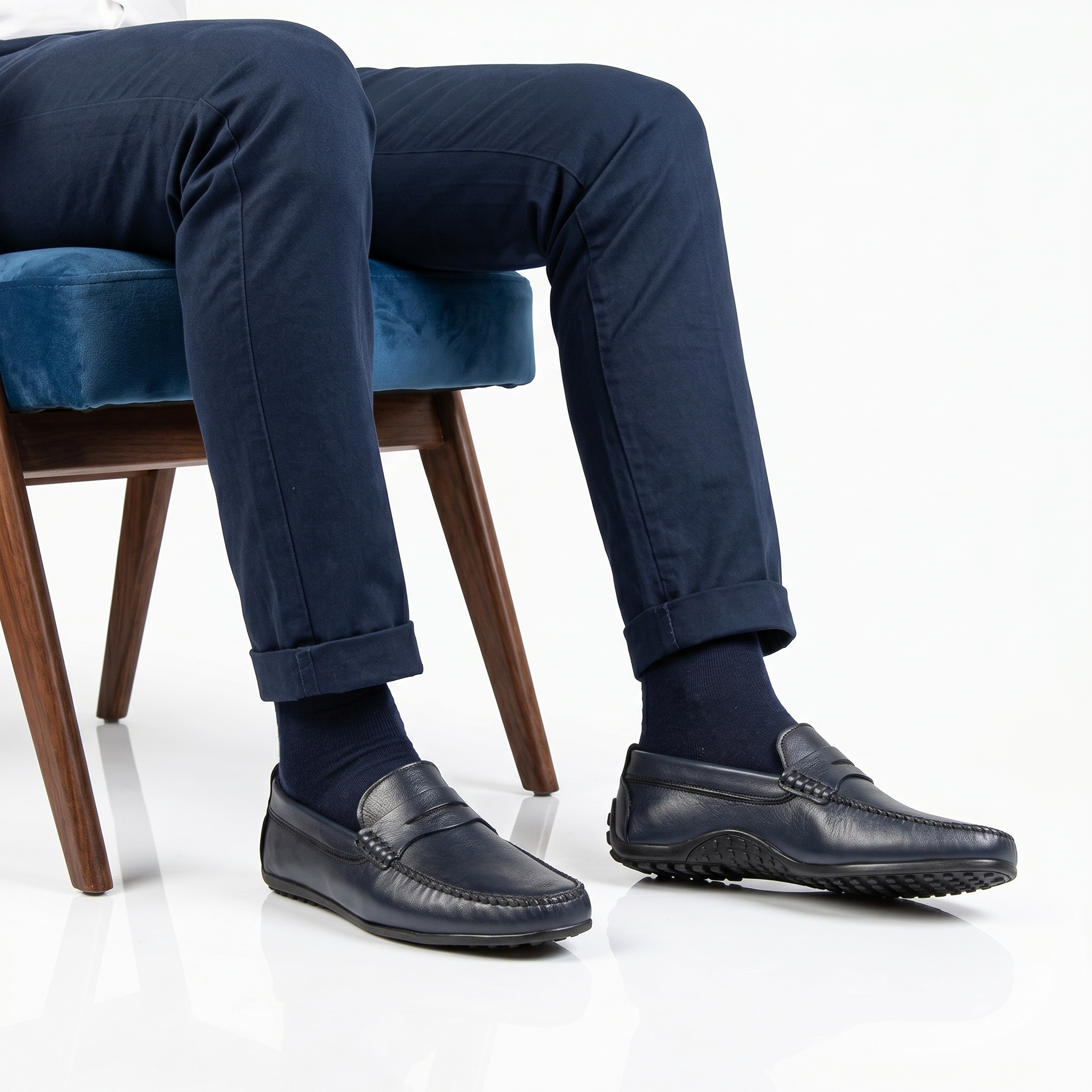 HC-003-CUIRBleu-40_2 Sobre - Mocassins Homme en Bleu – Image 1