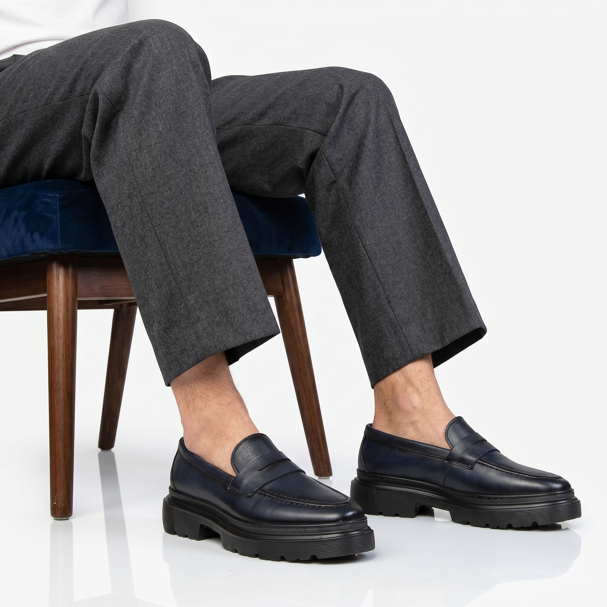 HC-015-CUIRBleu-Marine-40_2 Derby -Derbies Hommes en Bleu Marine – Image 1